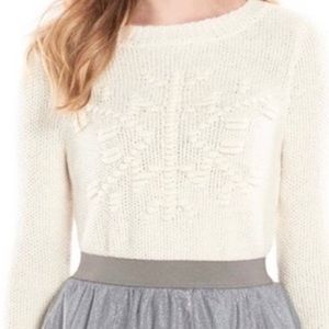 Lauren Conrad ivory embroidered snowflake knit sweater